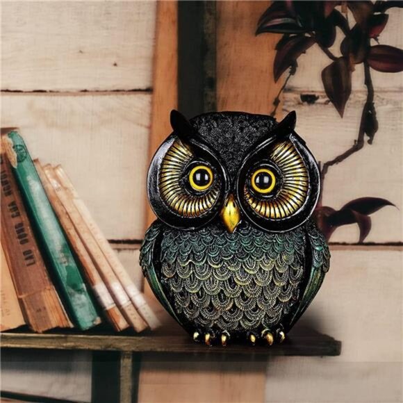Owl Statue Home Decor Small Owl Figurines Shelves Decorations for Home - Picture 2 of 7